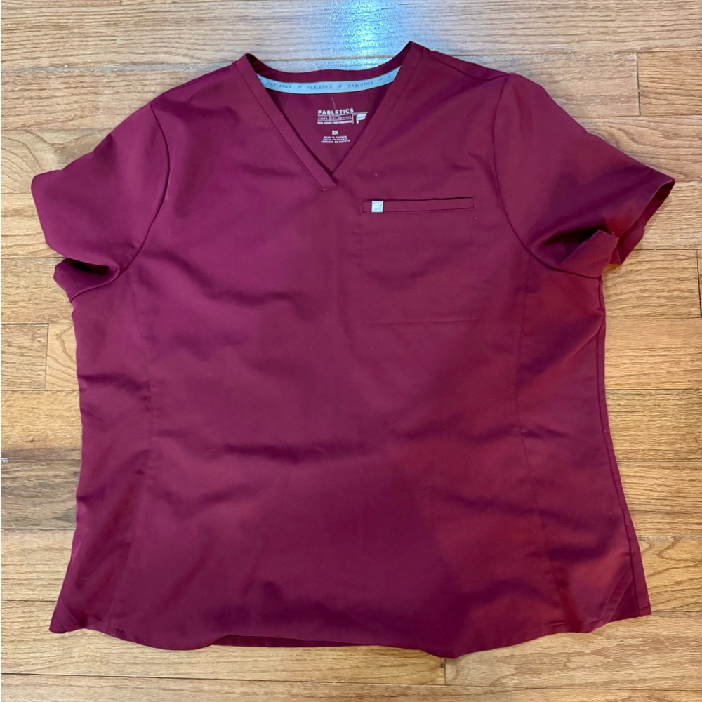 Fabletics Burgundy Scrub Top
